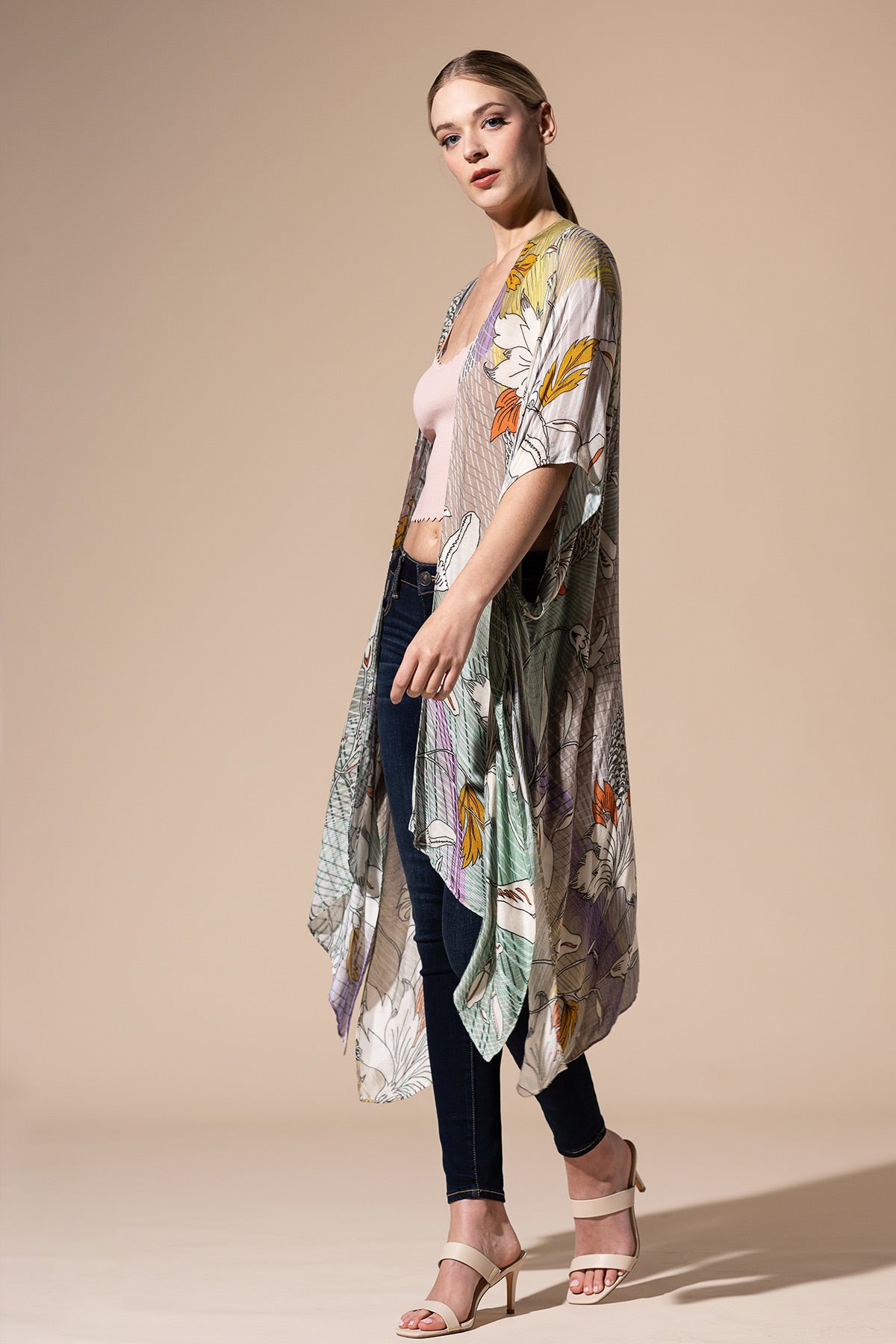 Leaf Floral Sketch Kimono