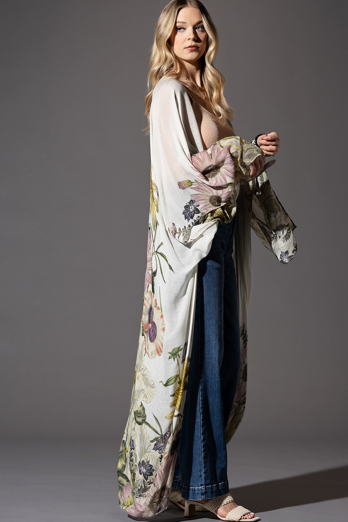Sunflower Floral Duster Kimono