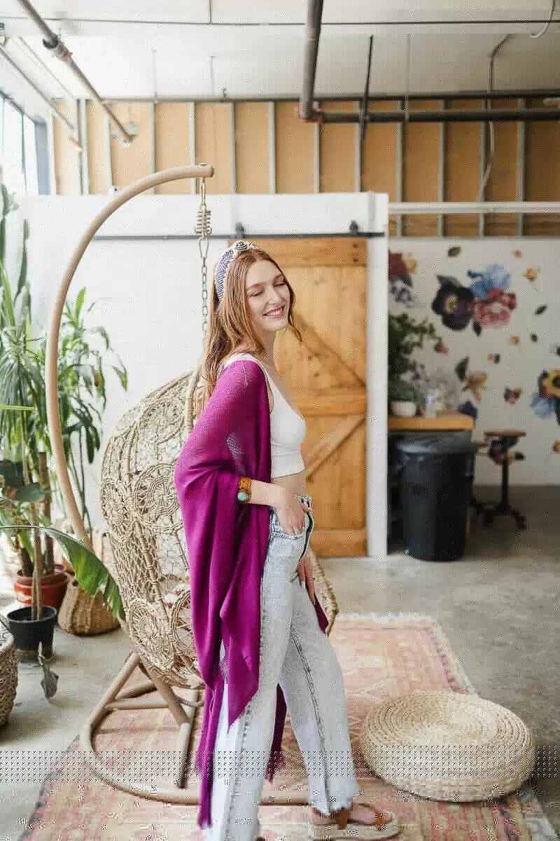 Cream Solid Color Kimono Duster Lightweight Summer Cardigan