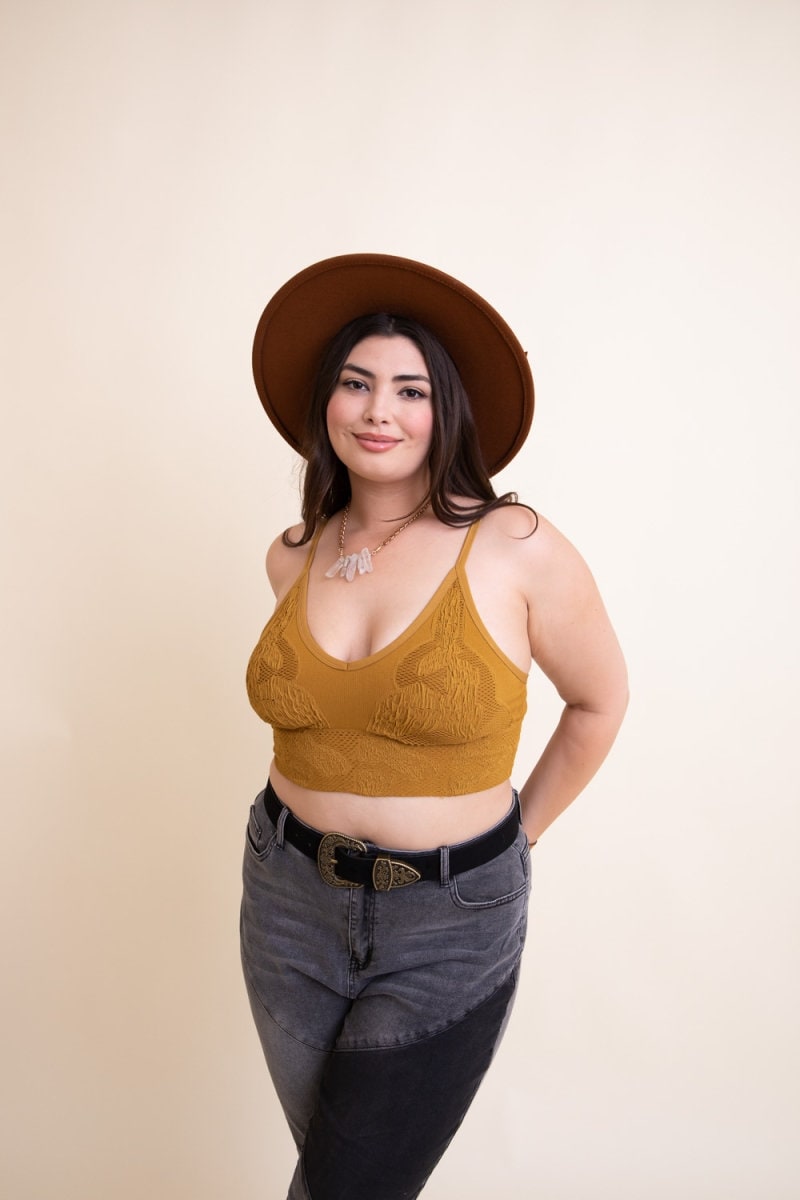 chic plus seamless textured brami padded intimates plus size bralette bras