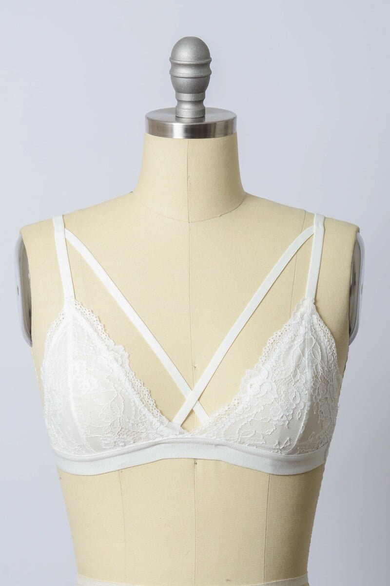 Front Cross Strap Lace Bralette