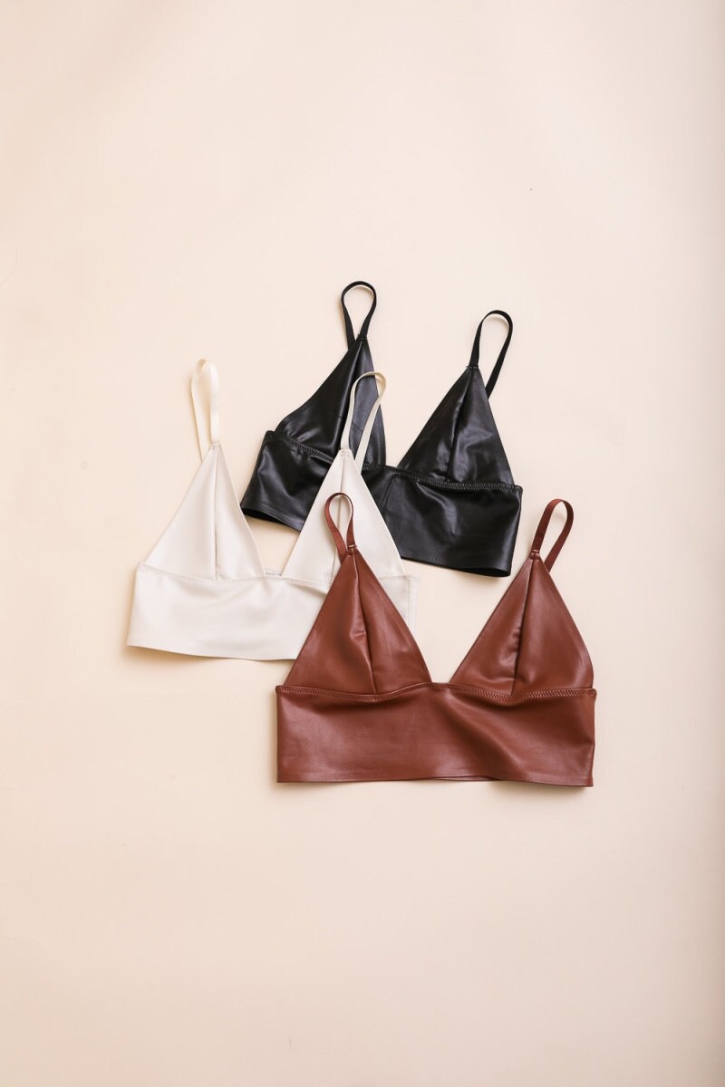 Faux Leather Long Line Bralette