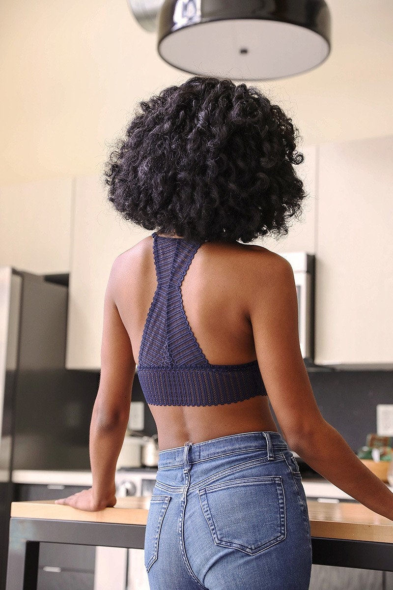 Ribbed Lace Boho Racerback Bralette