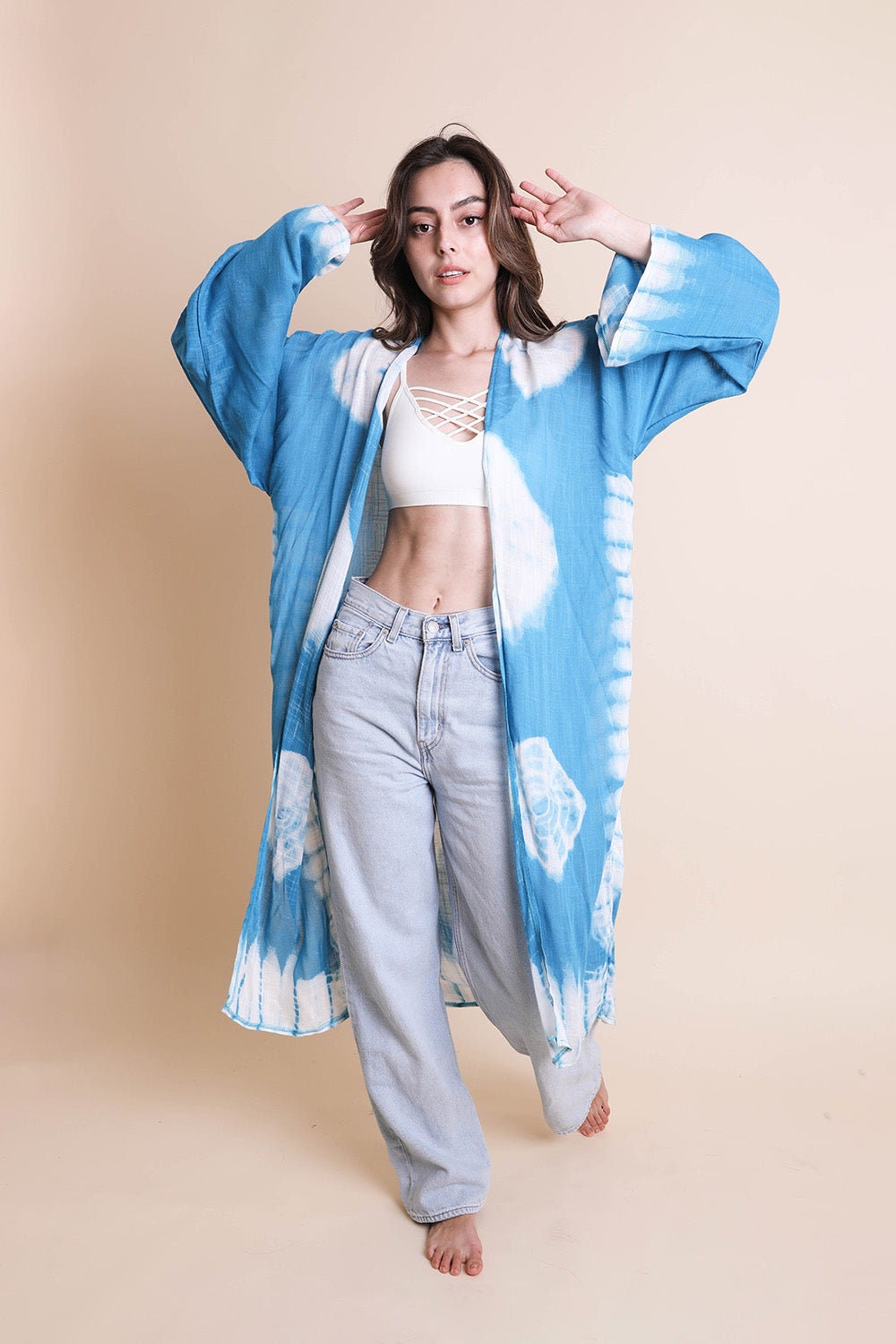 Tie Dye Long Kimono Duster