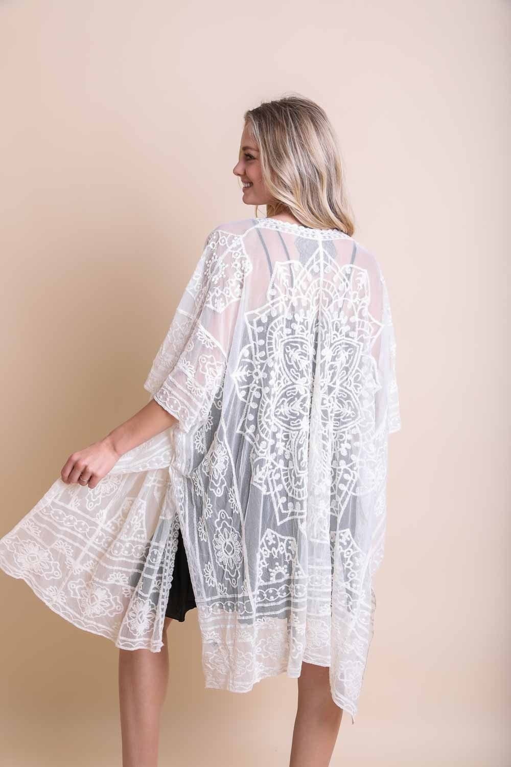Yellow Lace Kimono Robe