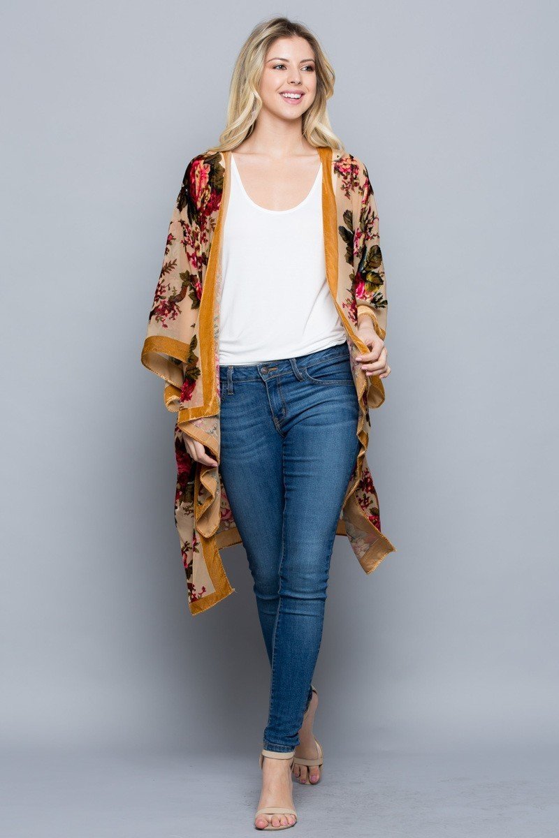 Autumn Velvet Burnout Kimono