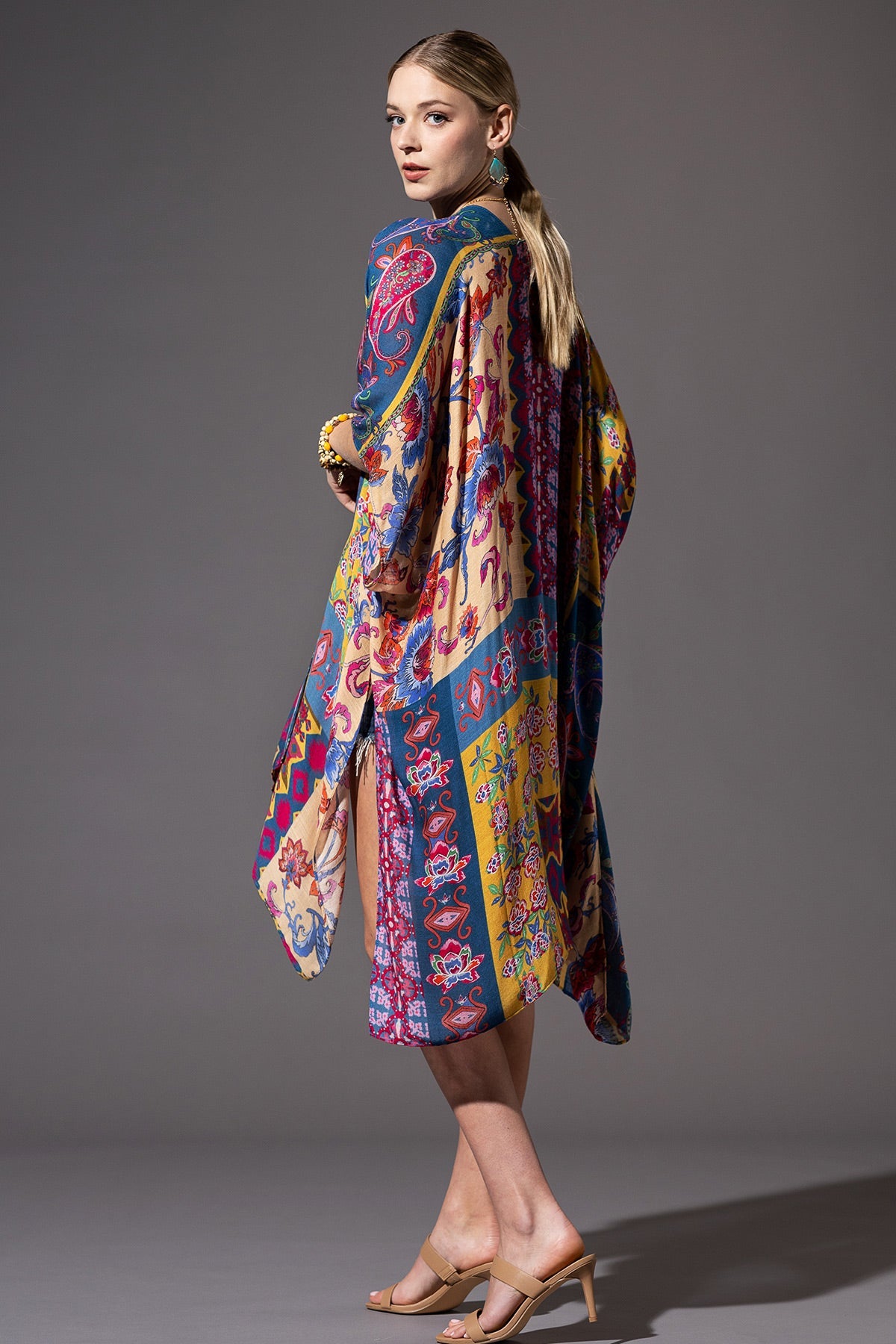 Bohemian Kimono in Indigo Blue & Purple Pink Color