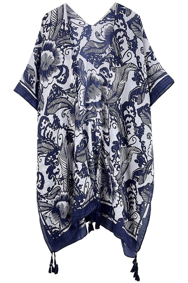 Two Tone Mixed Pattern Print Kimono