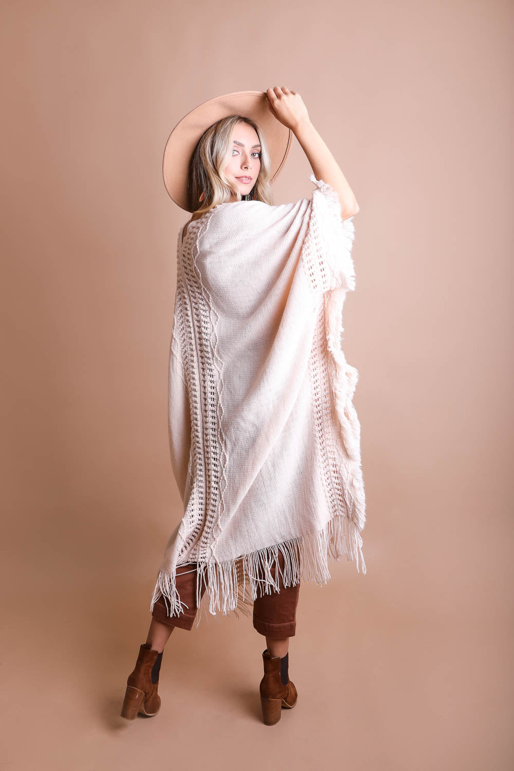 Chic Frayed Border Ruana Poncho