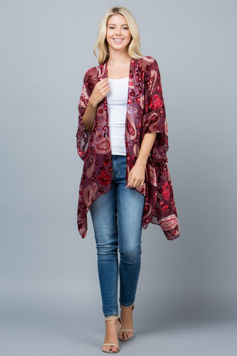 Paisley Velvet Burnout Kimono