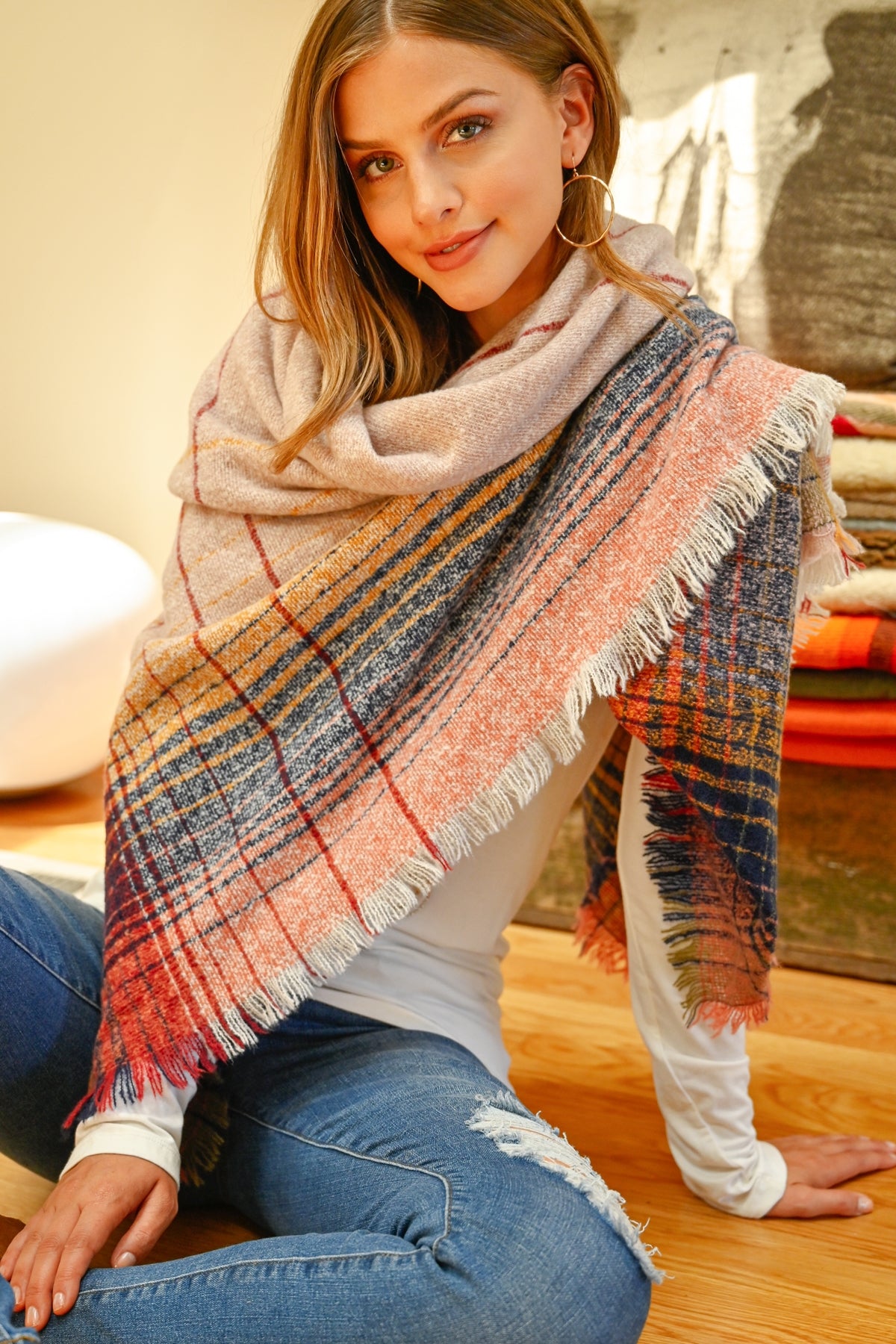 Plaid Blanket Scarf