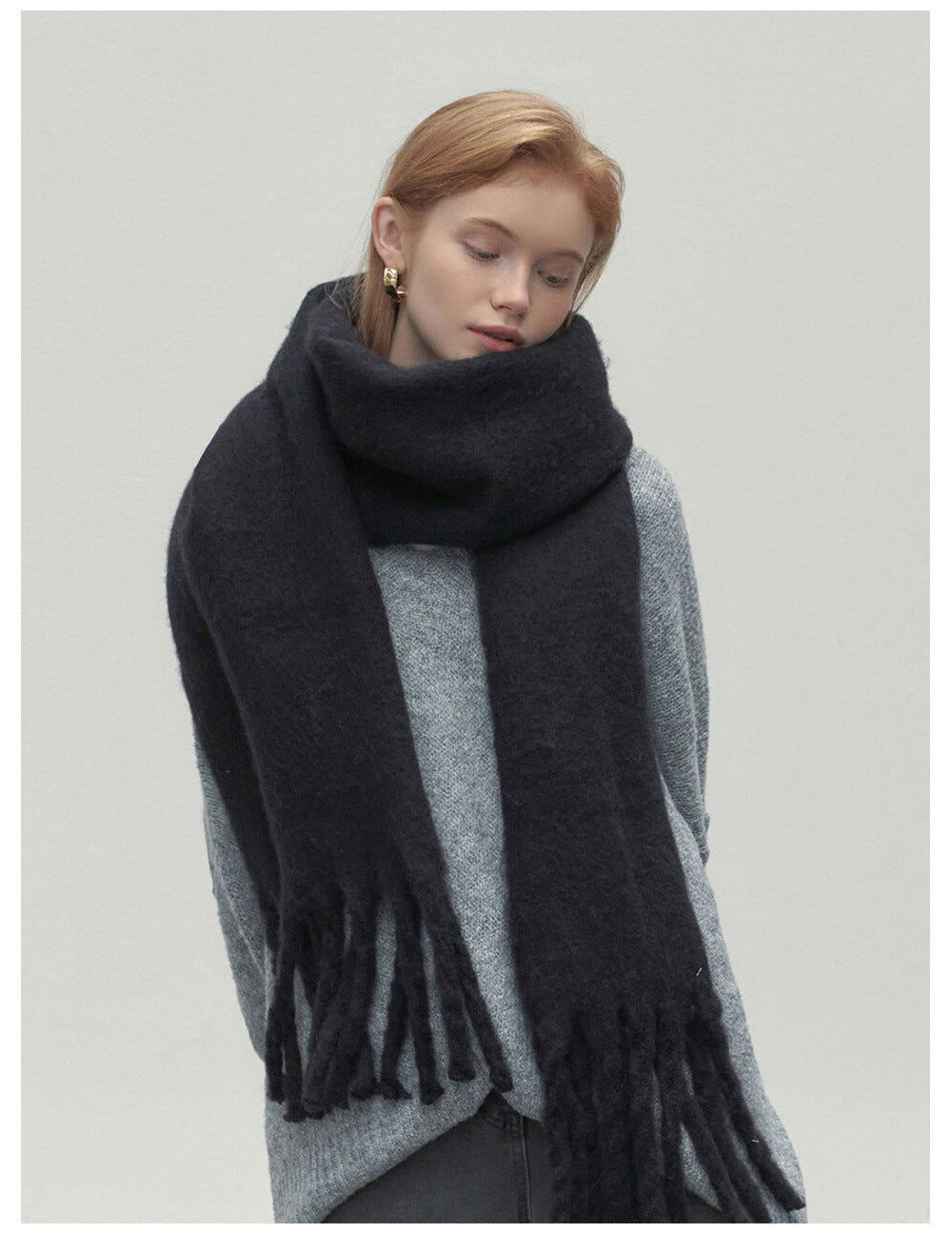 Black Mohair Winter Scarves