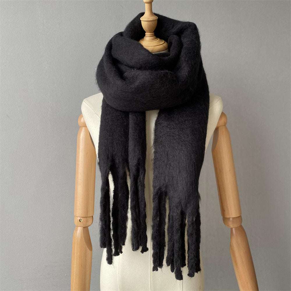 Black Mohair Winter Scarves