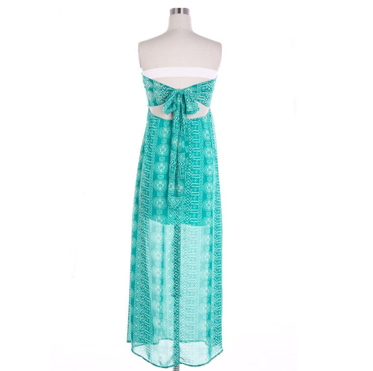 Coral Bow Tie Back Boho Maxi Dress - Bean Concept - Etsy