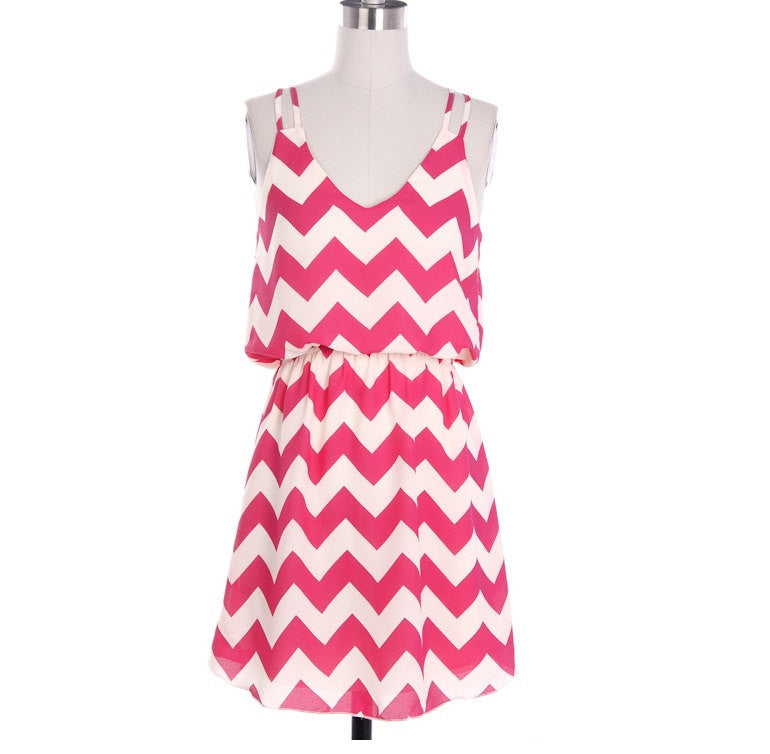 Pink Tank Top Chevron Dress - Bean Concept - Etsy
