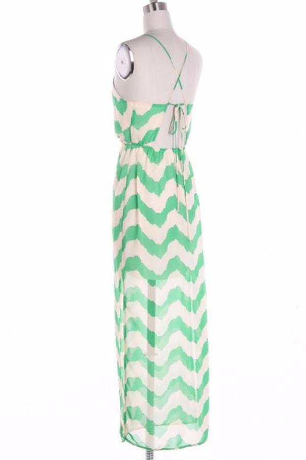 Coral Chevron Maxi Dress with Cross Strapes - Bean Concept - Etsy