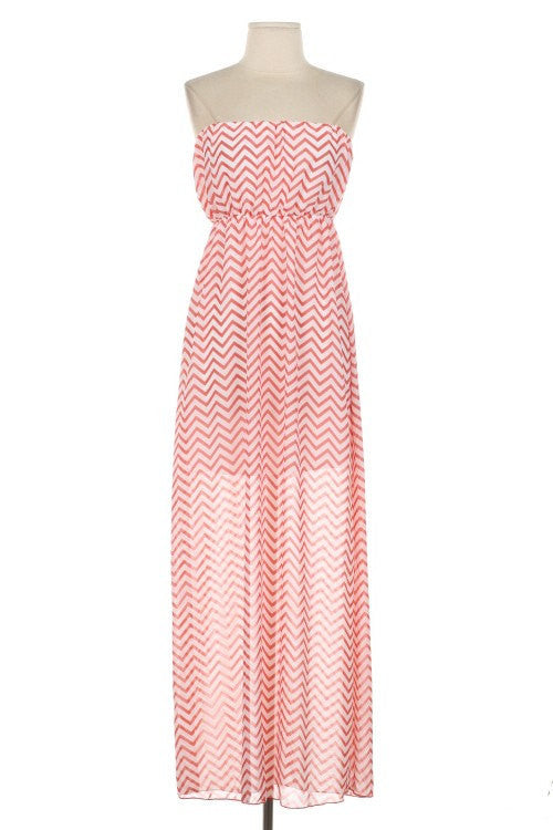 Strapless Chevron Maxi Dress - Bean Concept - Etsy