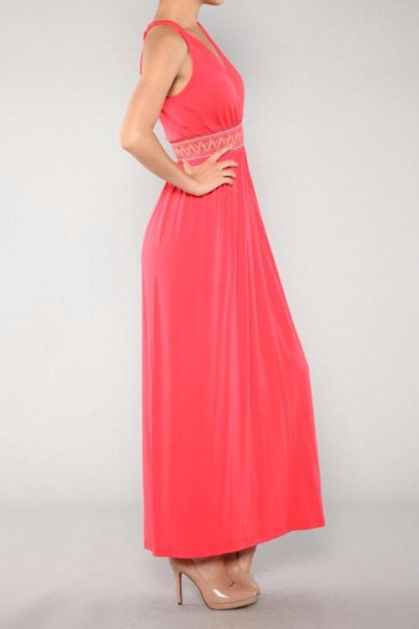 Coral Boho Maxi Dress - Bean Concept - Etsy