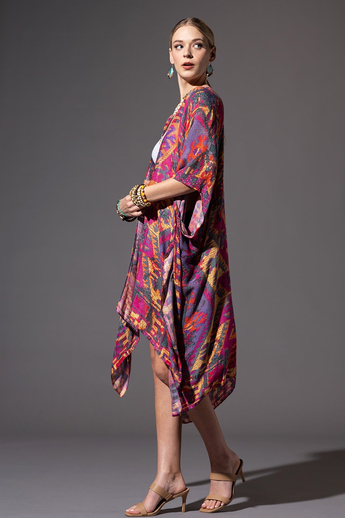 Diamond Floral Border Kimono