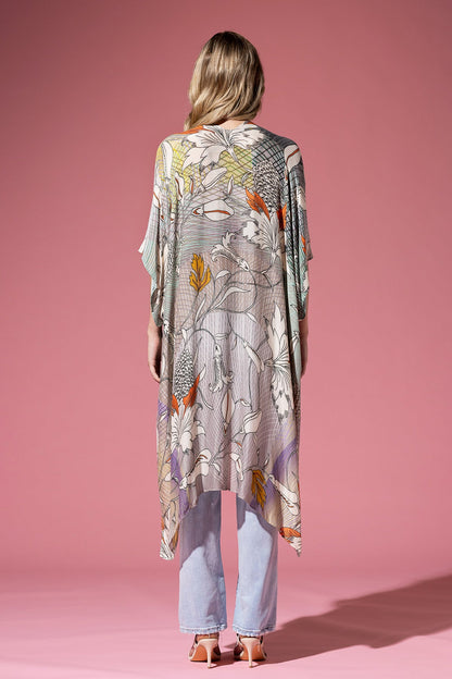 Leaf Floral Sketch Kimono