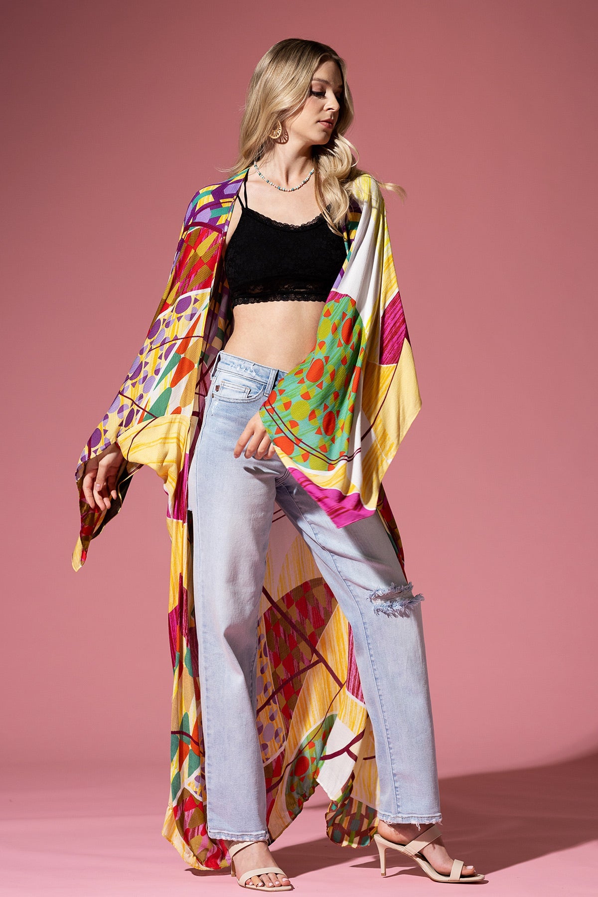 Vibrant Geometric Maxi Kimono