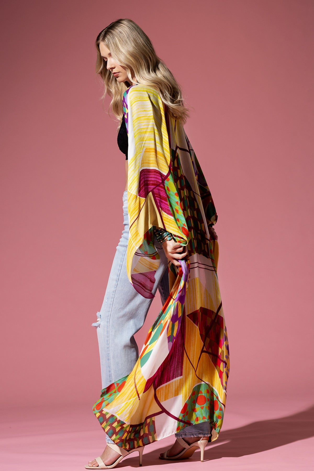 Vibrant Geometric Maxi Kimono