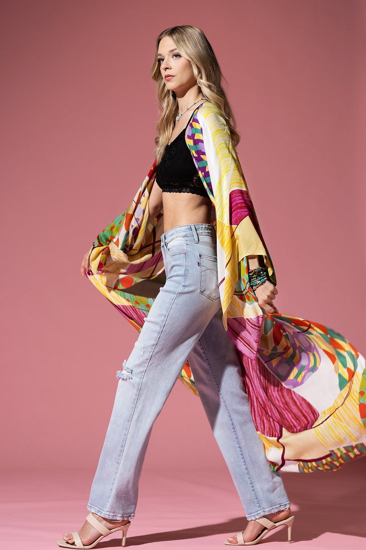 Vibrant Geometric Maxi Kimono