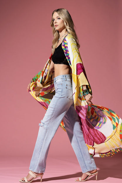 Vibrant Geometric Maxi Kimono