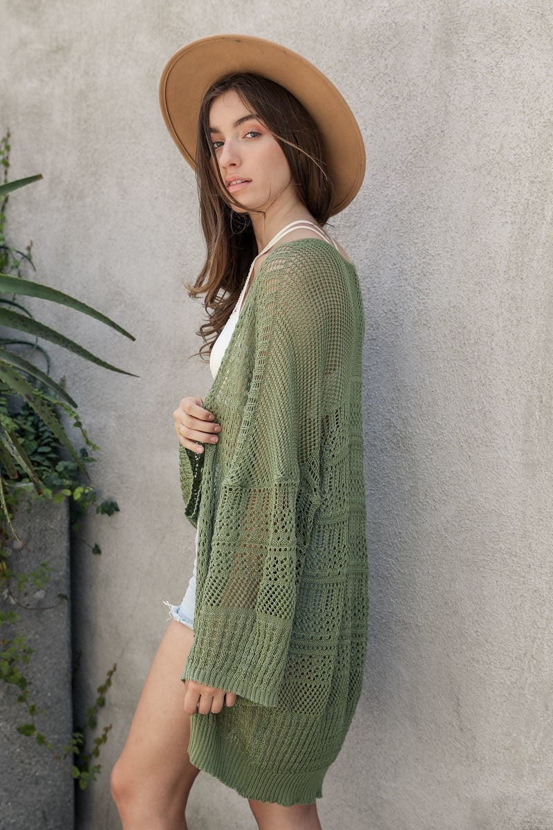 Breathable Knit Netted Cardigan Poncho