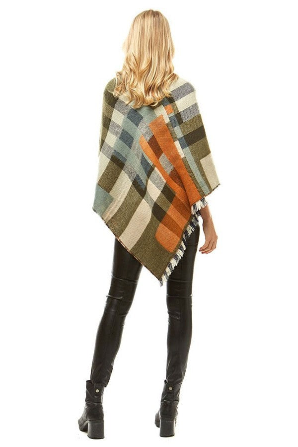 Classic Plaid Cardigan Poncho