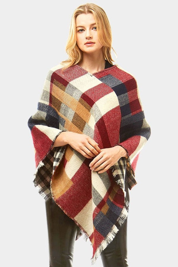Classic Plaid Cardigan Poncho