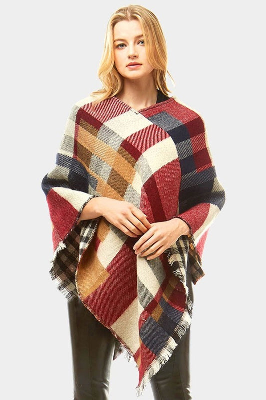 Classic Plaid Cardigan Poncho