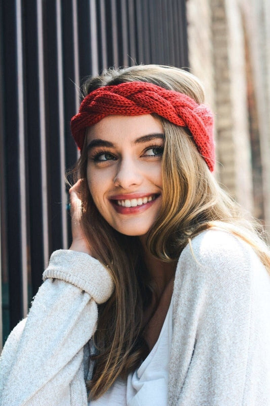 Red Stretchy Headband, Knit Headband, Adult Turban, Adult Headband, Headband, Chunky