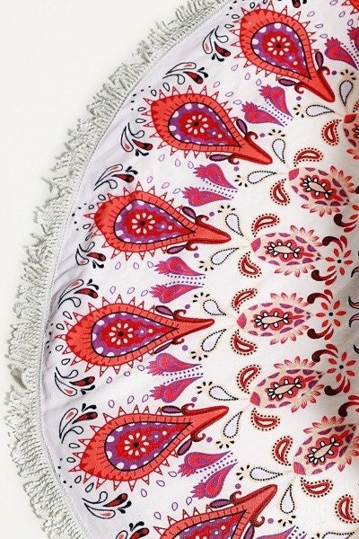 Boho Beach Towel Pink Paisley Pattern