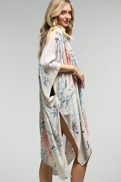 Flowy Flower Kimono Duster