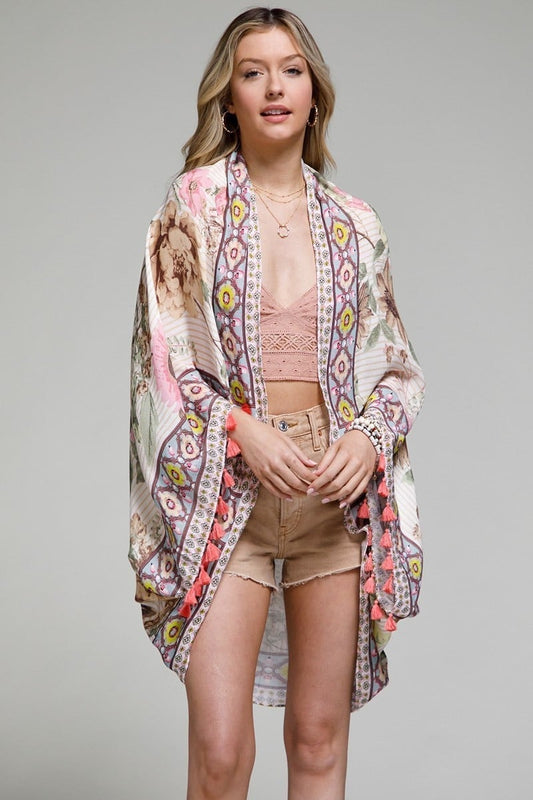 Kimono Duster with Spring Flower Cocoon Style