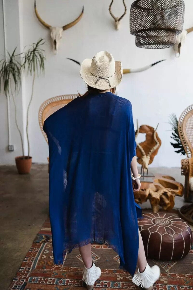 Cream Solid Color Kimono Duster Lightweight Summer Cardigan