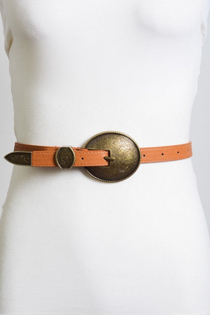 Oval Embossed Vintage Style Buckle Belt