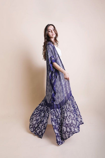 Maxi Ruffle Paisley Kimono Duster