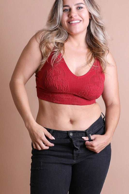 chic plus seamless textured brami padded intimates plus size bralette bras