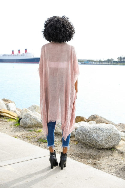 Pink Kimono Duster with Sequins