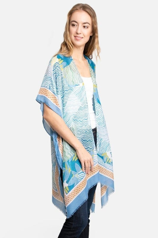 Kimono Cardigan with Bohemian Blue Boho Duster Lightweight Duster For Spring summer