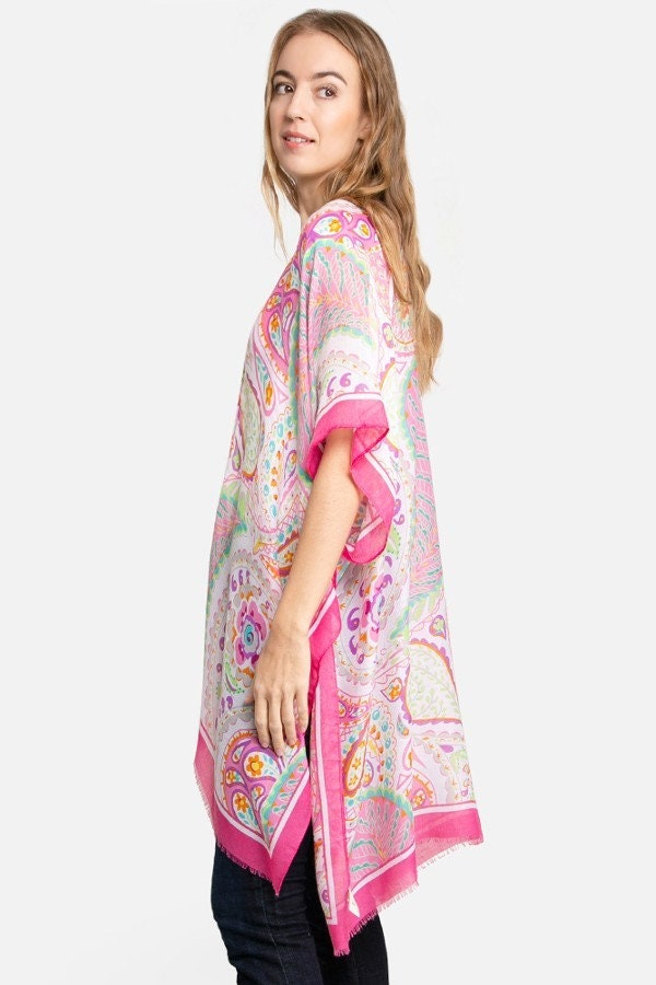 Kimono Cardigan with Bohemian Tie Dye Paisley Mandala Duster Lightweight Jacket for Spring summer