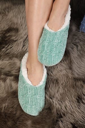 Chenille Cable Knit Slipper/Sock