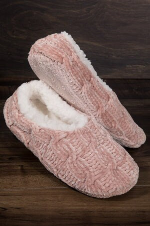 Chenille Cable Knit Slipper/Sock