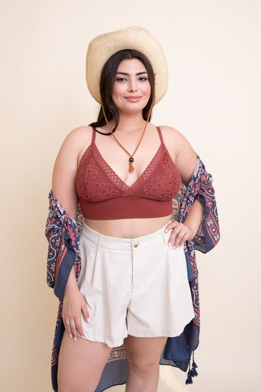 plus size rust orange elegant lace brami loops plus size plus waistband intimates