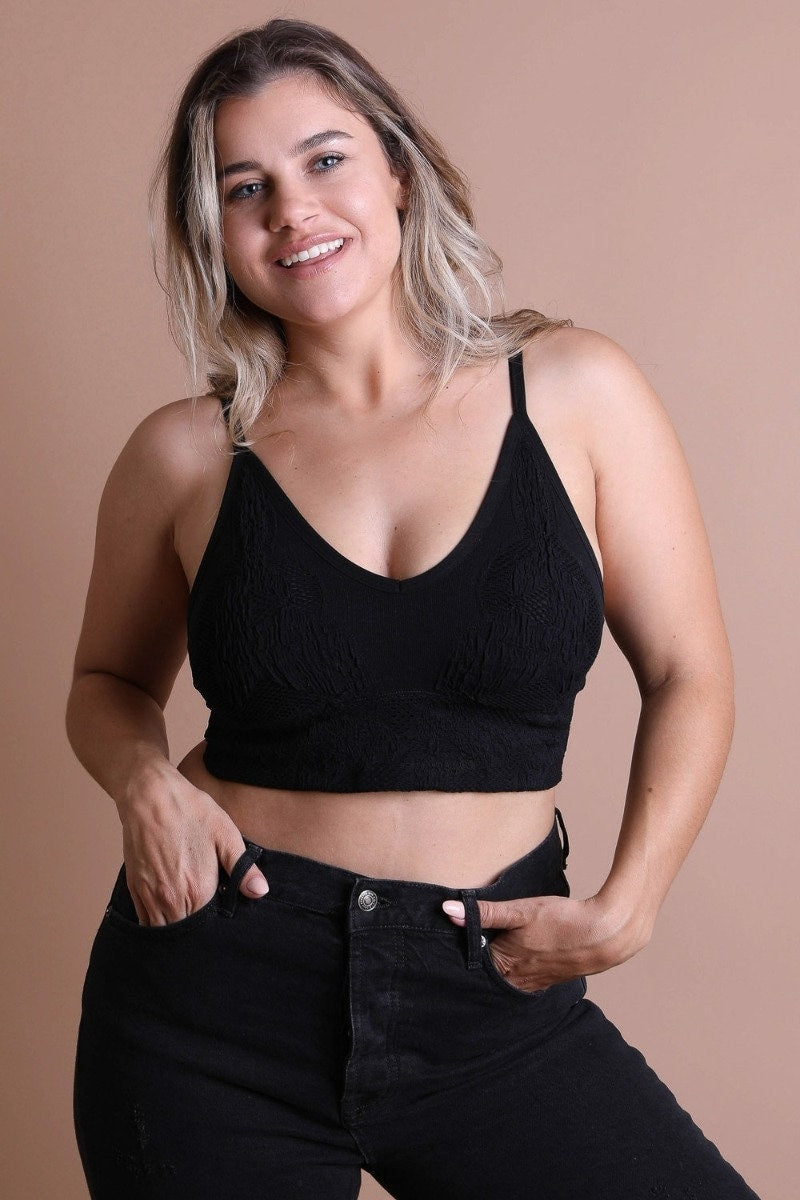 chic plus seamless textured brami padded intimates