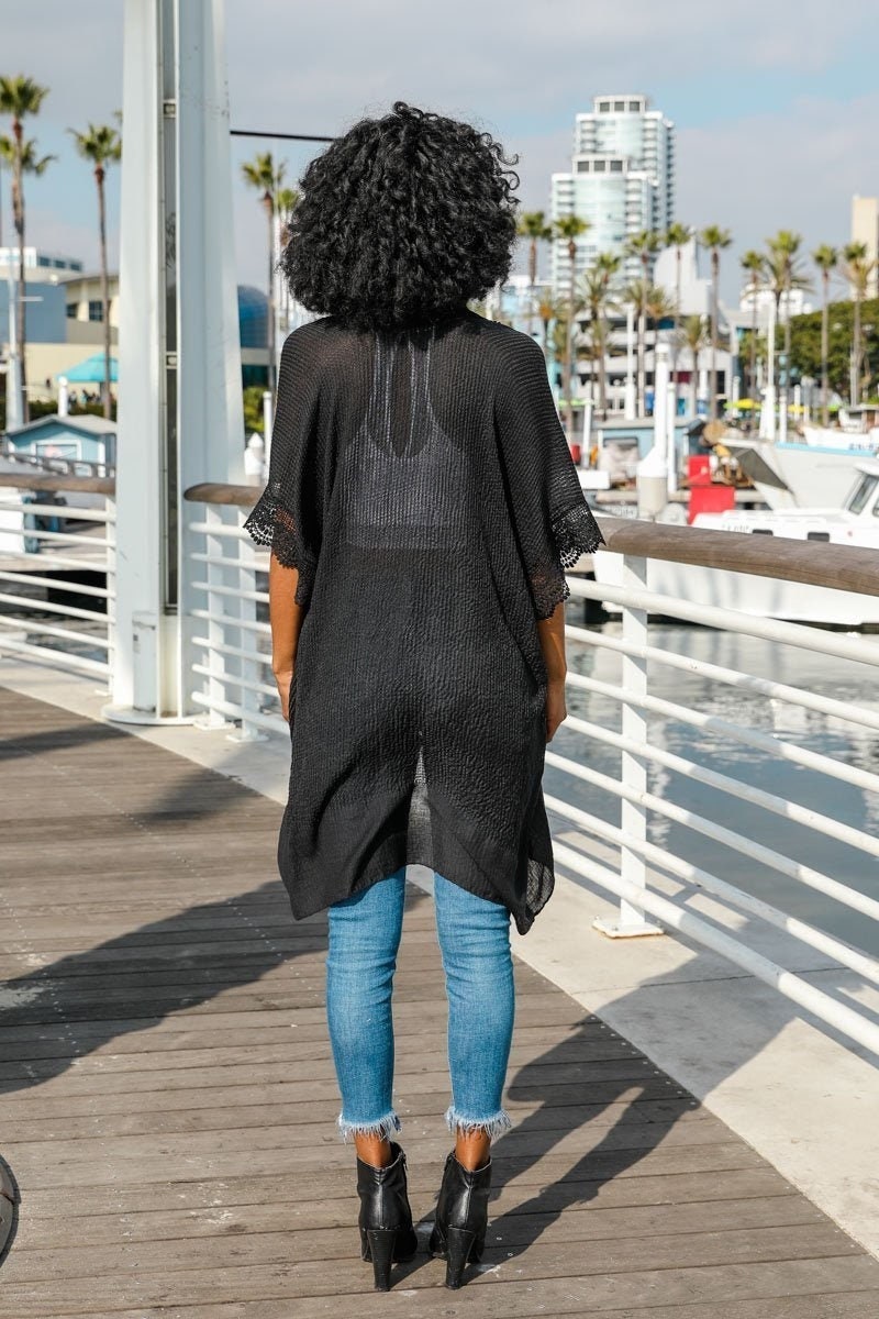 Black Lace Kimono Duster