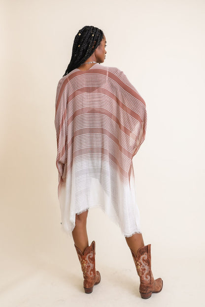 Striped Lightweight Kimono Cardigan Beach Cover Up