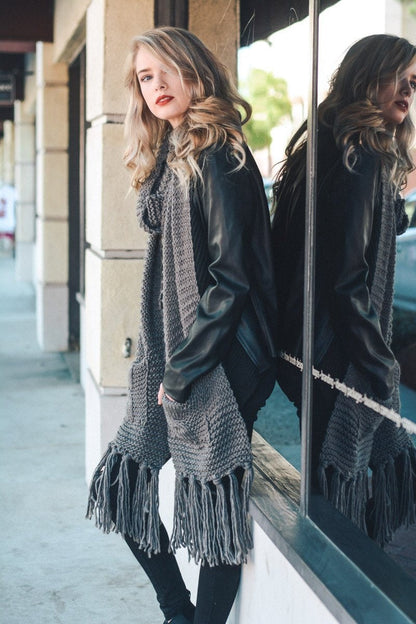 Long Knit Scarf with Pockets